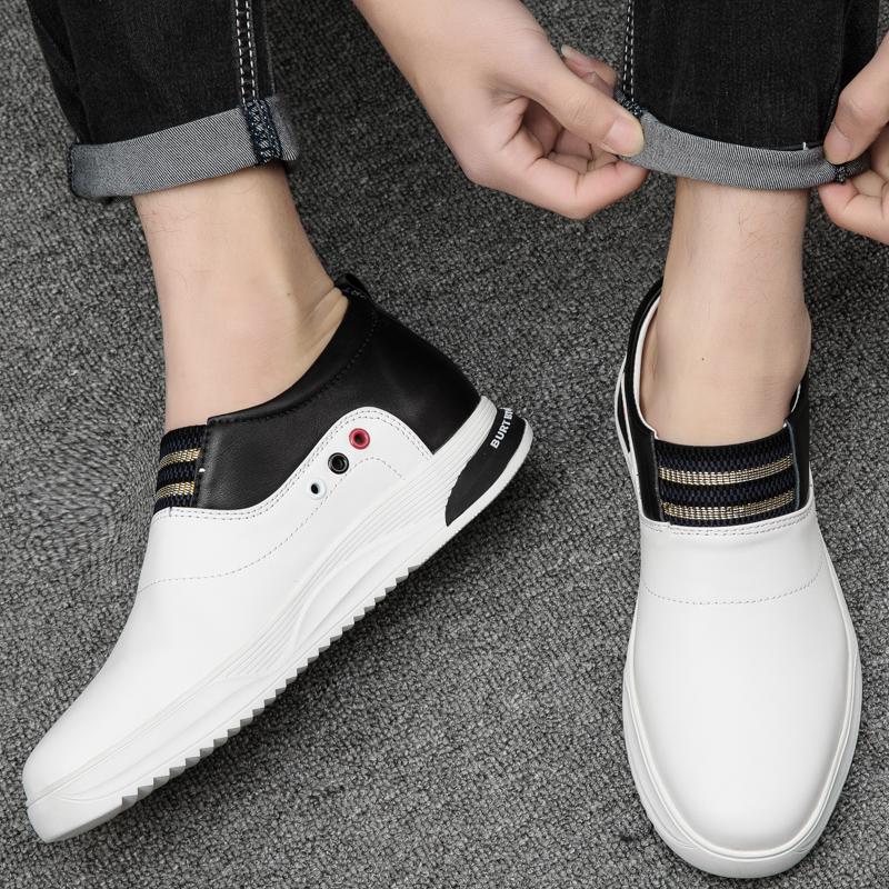 Men Genuine Leather Casual Elevator Shoes 5cm Hidden Lift Sneakers Comfortable Breathable Height Increase Business Office Sports