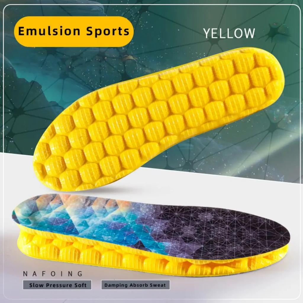 Sports High Deodorant Elasticity 1pair Insoles For Shoes Yellow Sole Breathe For Feet Men Running Insole