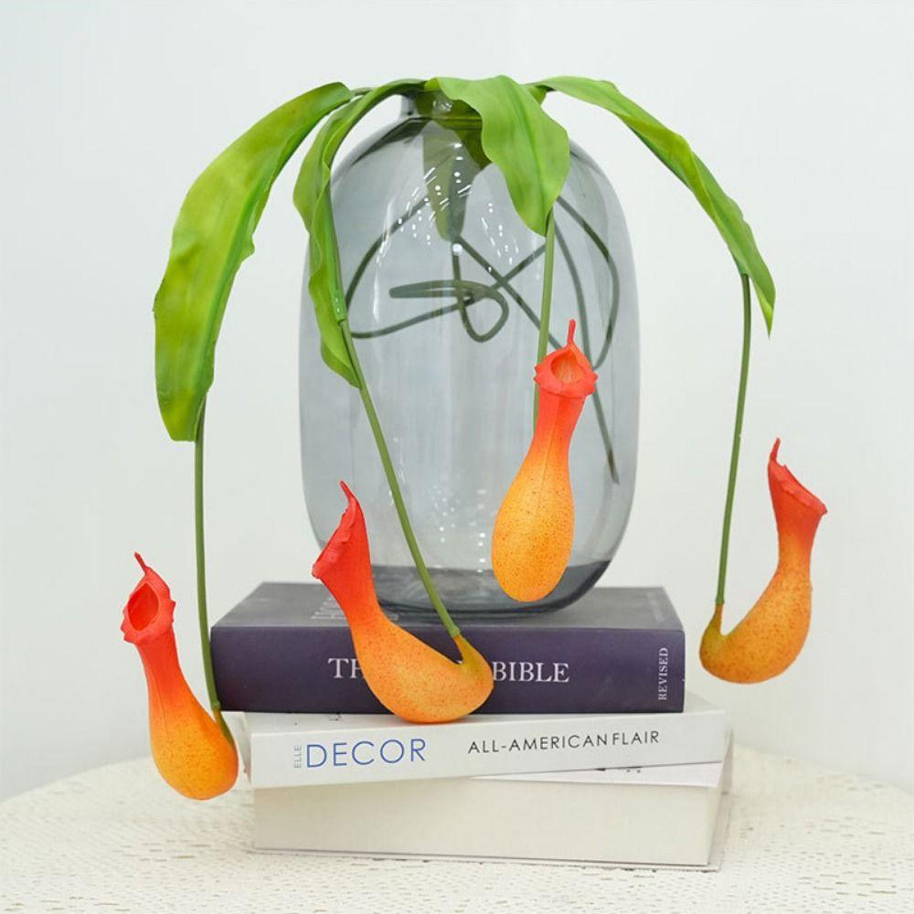 Creative Multicolor Artificial Pitcher Plants Green Leaves Photo Props Simulation Flytraps Greenery Accessories Faux Plant Gift