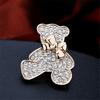 Trendy Crystal Gold Color Animal Bear Brooches For Women Sweater Pins With Rhinestone Xmas  Jewelry Gifts