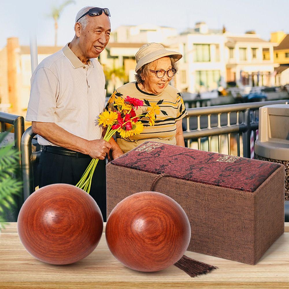 2Pcs Wooden Baoding Balls Massage Hand Exercise Massage Balls Stress Ball  Health Therapy