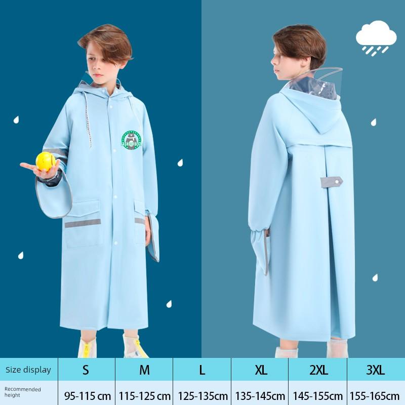 Neues Modell Kinder-Regenmantel für die Schule, Mädchen und Jungen, Grundschüler, mit Platz für den Rucksack, Ganzkörper-Regenponcho für ältere Kinder