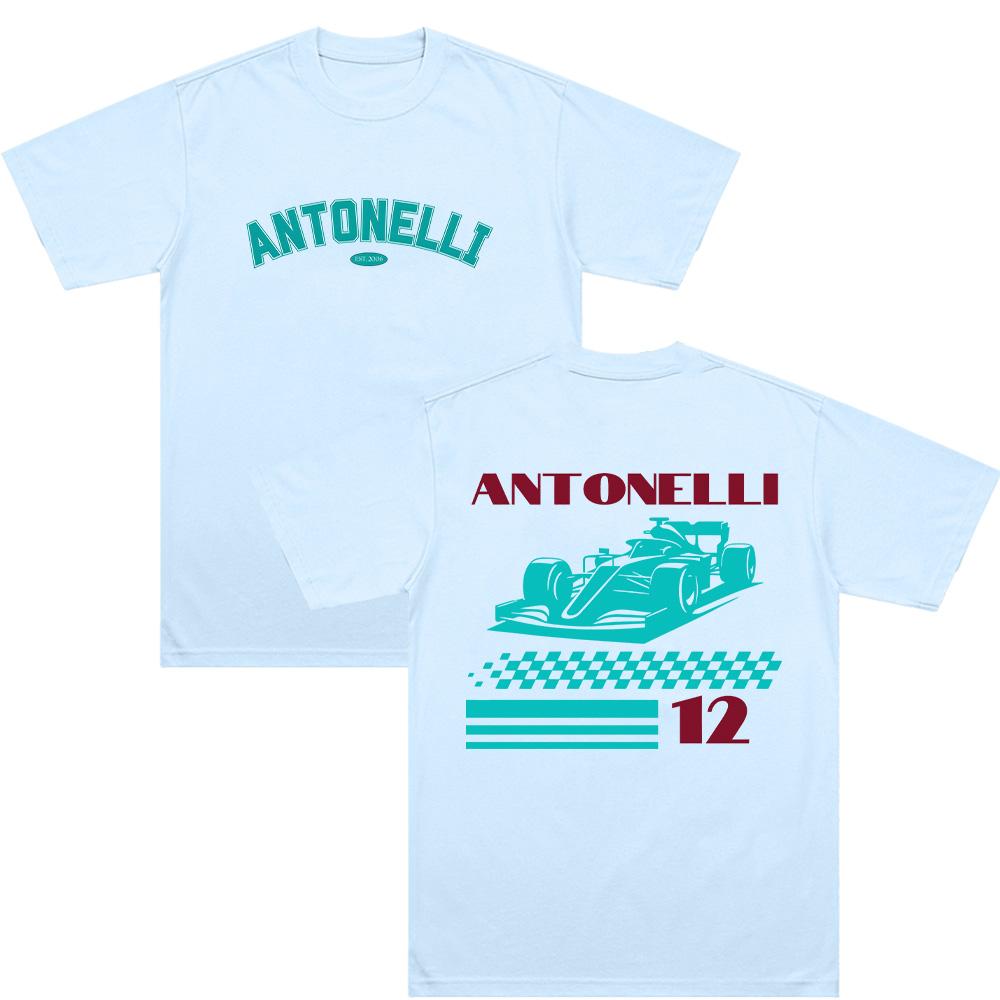 Antonelli Tshirts Andrea Kimi Antonelli 12 Gift for Kimi Fan Clothes Women Unisex Pure Cotton T Shirt Summer Casual Breathable Tee