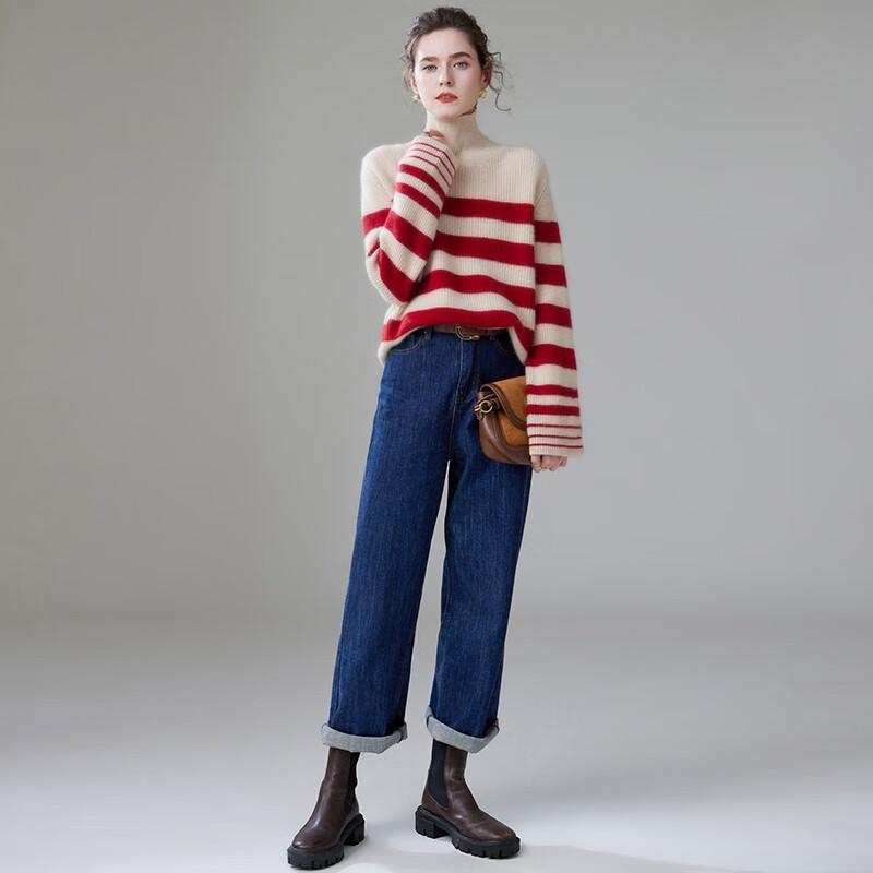 Fanzhen Women's High-Neck Thick Cashmere Blend Sweater