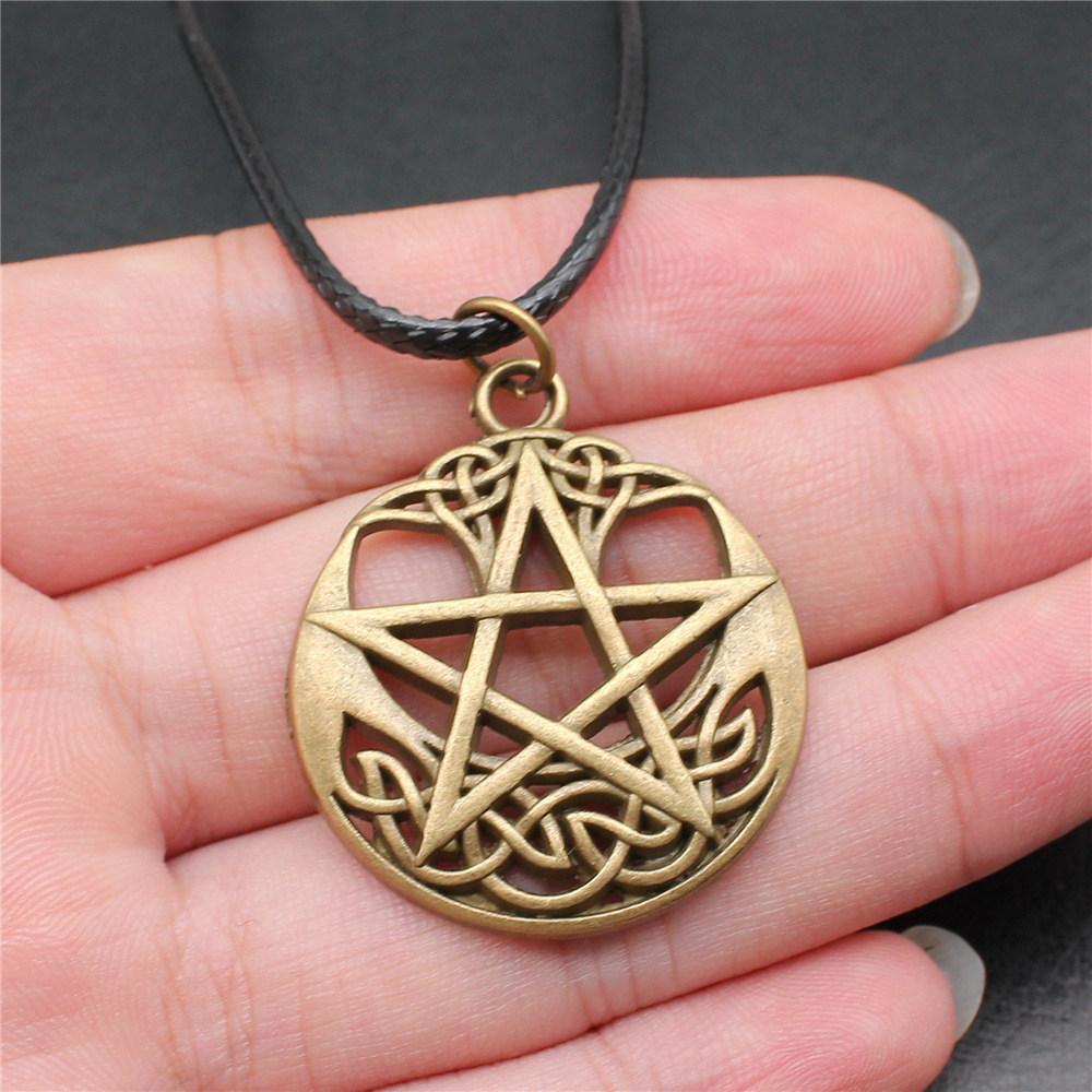 Hexagram Celtic Knot Mystical Amulet Pendant Antique Bronze Metal Couple Choker Necklace Hot Sale