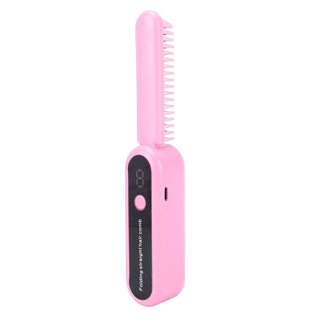 Portable Cordless Anion Hair Straightener Brush Folding Rechargeable 9 Temp Settings Hair Straightener Comb