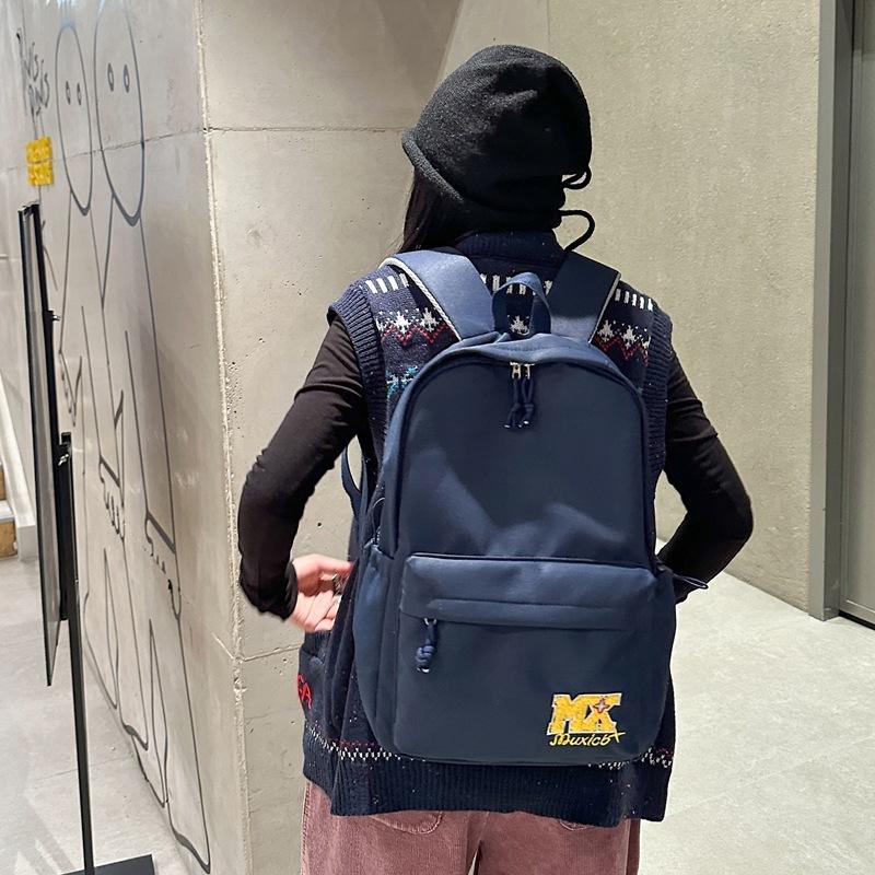 Schoolbag1011 New American Vintage Letter Embroidered Backpack for Middle and High School Students Versatile Large Capacity Lightweight Travel