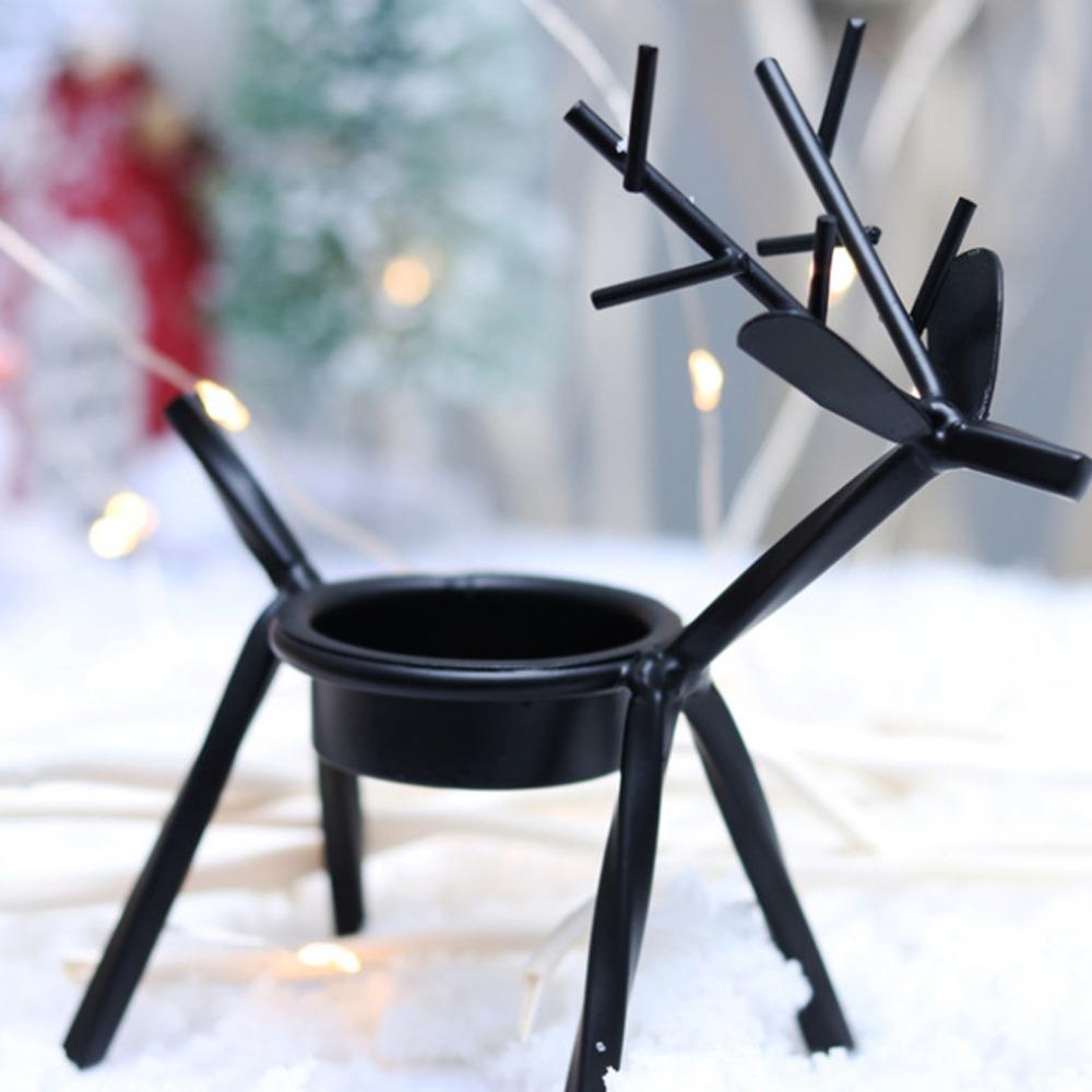 2pcs Reindeer Candle Stand Metal Tealight Holder Ornament Candle Table Decor  Dining Room