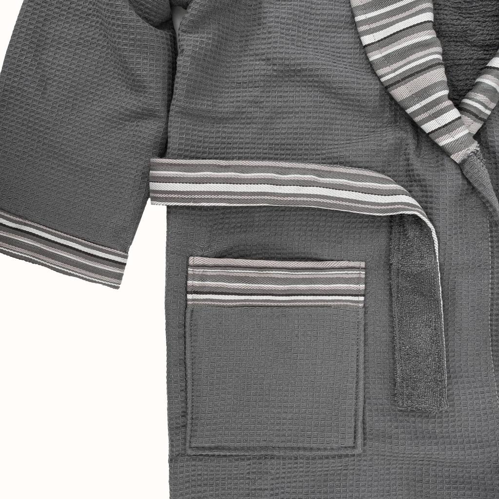 Limira Set of 2 Face and Hooded Towel, Anthracite, Cotton 1 Bathrobe & 1 Towel, Hooded Towel, Soft Cotton Towel