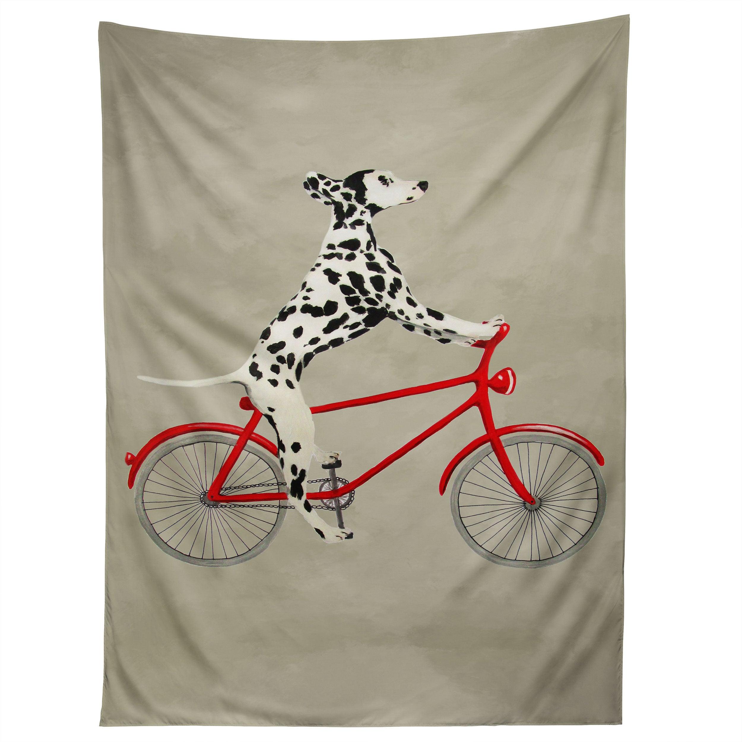 DALMATIAN ON BICYCLE tapestry 75x100