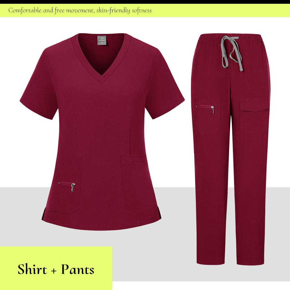 V-neck Nurse Uniform Spa Beauty Scrub Suit Set