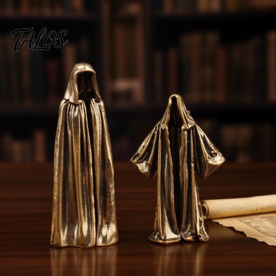 Figurina Bronzo Retrò Fantasma Senza Volto Vintage Figurina Ottone, Statua Misteriosa in Metallo, Piccolo Ornamento Creativo per Arredamento Casa Gotica Scaffale da Tavolo Scrivania