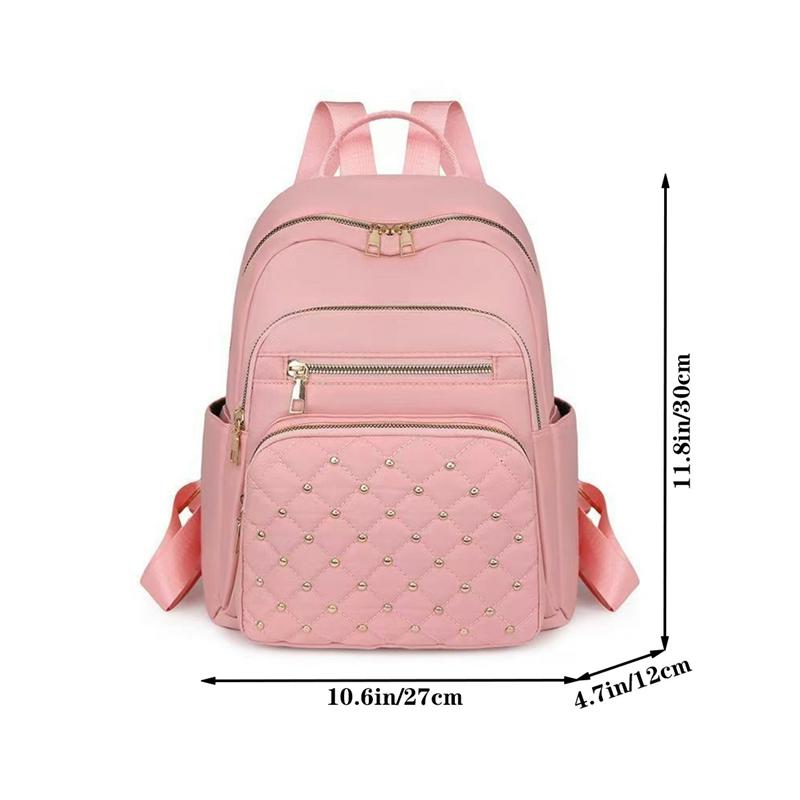 Quilting Stitch & Studs Backpack for Women, Fashion Simple Casual Daypack, Versatile Commuter Bag