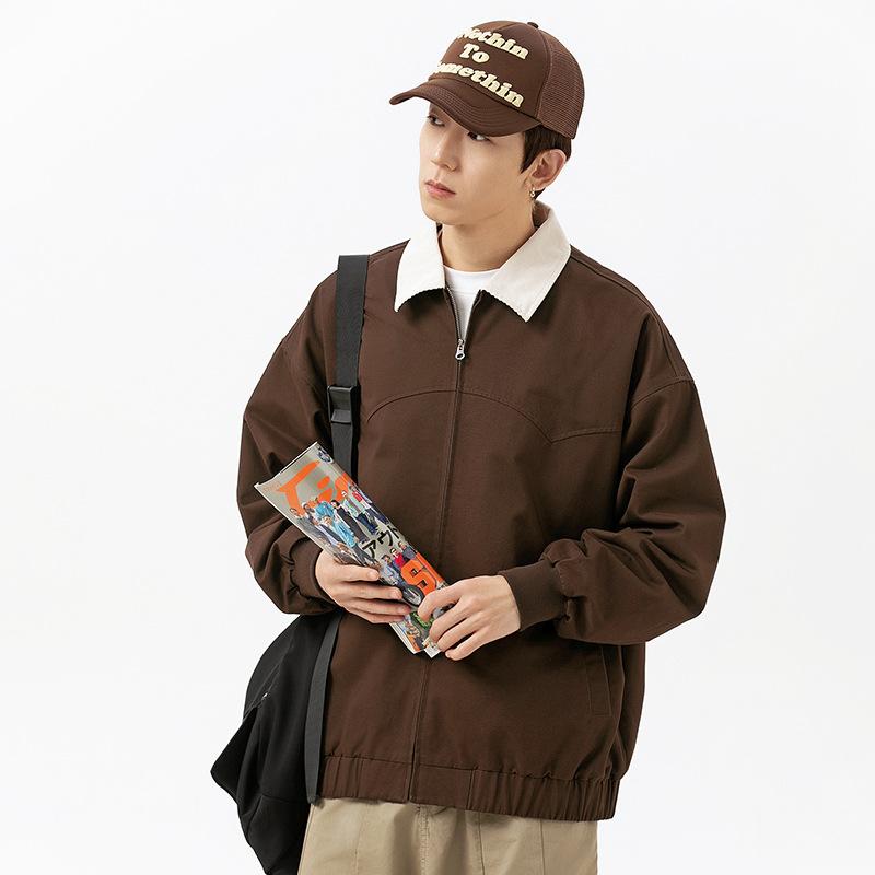 

Куртка с воротником-стойкой, свободная, контрастного цвета, куртка в гонконгском стиле, весенняя, новая, японская, ретро, куртка с лацканами, мужская, модная, повседневная, ветрозащитная XXXL