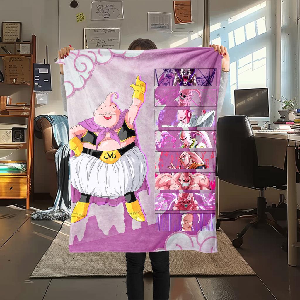 1PC Majin Buu Print Flannel Blanket, High Quality All Seasons, Home Decor, Warmth and Comfort, Perfect for Christmas Gifts