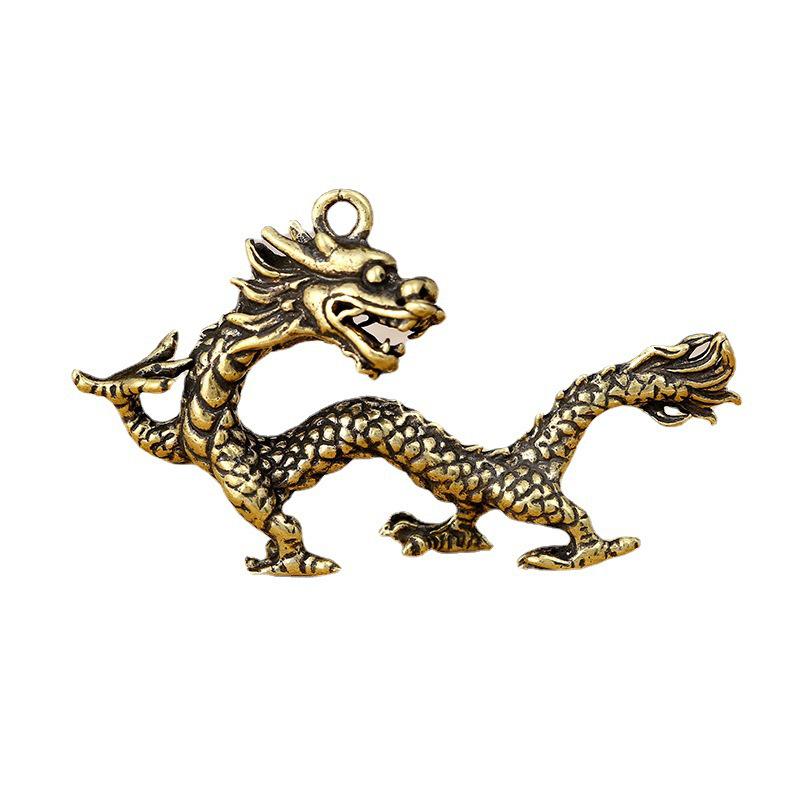 Porte-clés rétro en laiton avec animaux du zodiaque - Pendentif clé simple et mignon