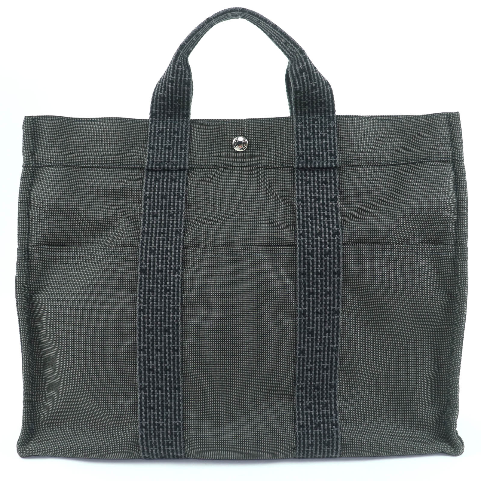 

Excellent HERMES Handbag Her Line MM Serie Metal Canvas Tote Bag gray Women Used