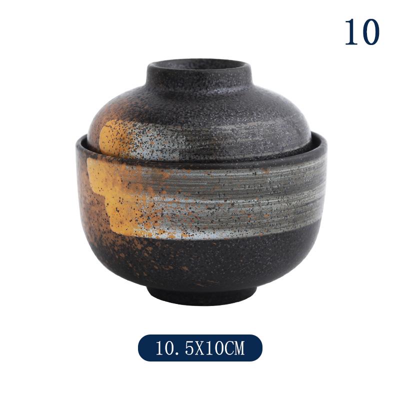 Japanische Suppen-Reisschale mit Deckel Sushi Knödel Würzschale Keramik Eierschale Dessert Traditionelle Miso-Suppenschale Besteck