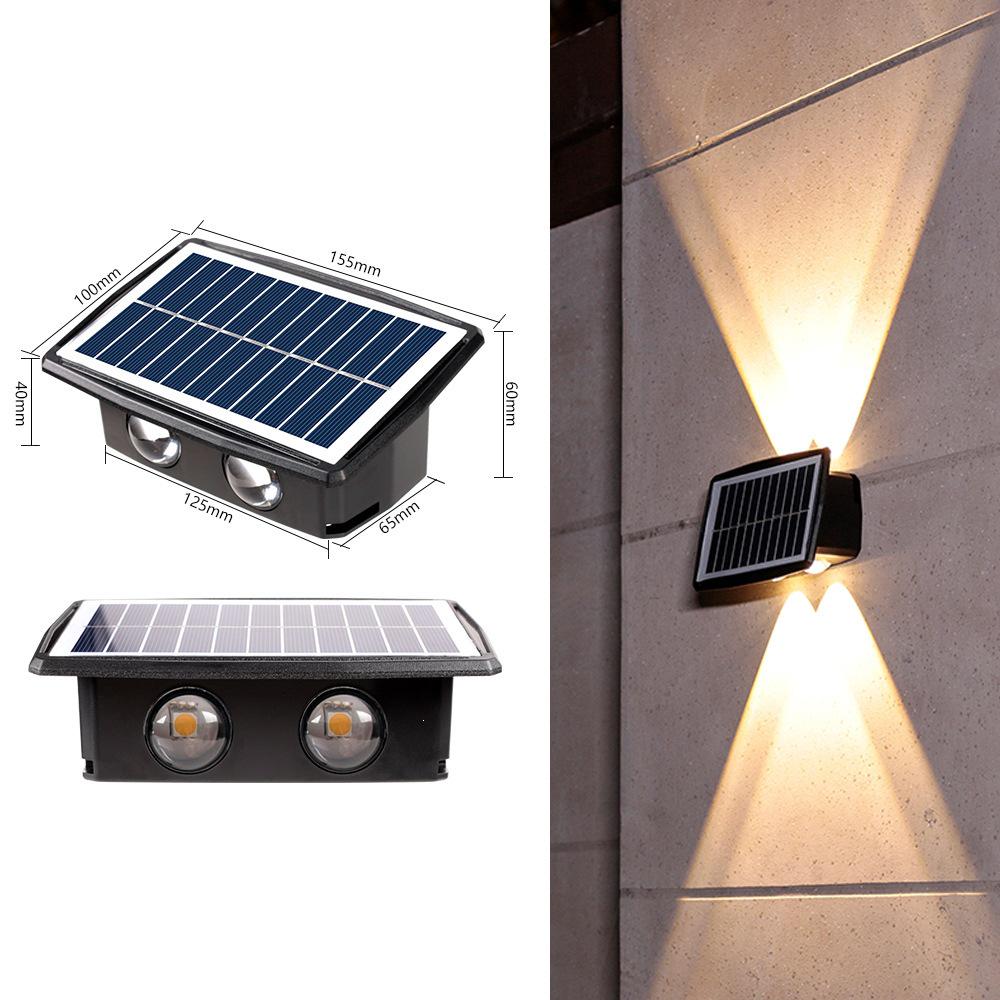 Lampă LED de perete pentru exterior, impermeabilă: Lumină solară cu funcție sus-jos pentru grădină și pereți exteriori