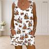 Women Plus Size Christmas House Printed Sleeveless Ring Strap Tank Top And Pocket Shorts Set