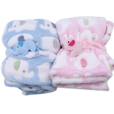 Nette Cartoon Baby Elefant Klimaanlage Decke Korallen Fleece Kissen Quilt Dual-use-Elefant Baby Quilt Decke