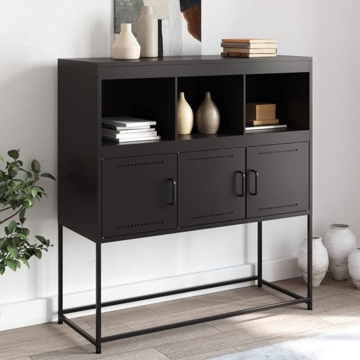 VidaXL Buffet, Armoire avec Compartiments, Placard avec Porte, Meuble de Rangement Chambre Salon Intérieur, Noir 846590