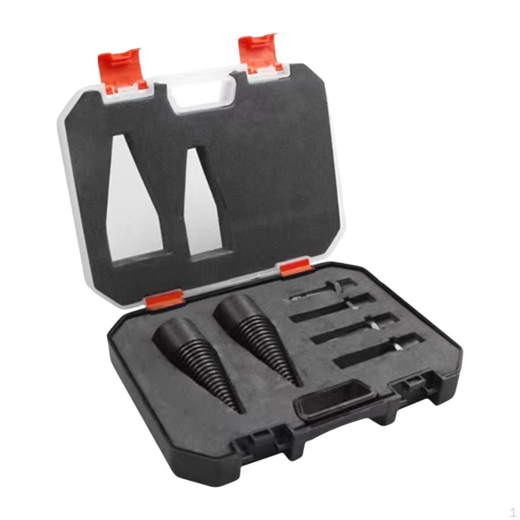Fire Wood Drill Bit Splitting Cone with Portable Case Camping 32mm Log Splitter