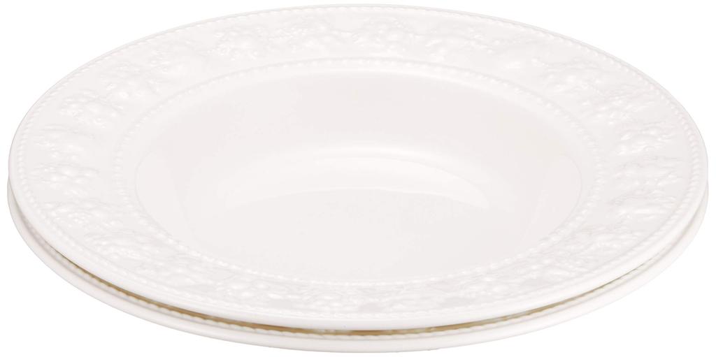 [Officially Imported] Wedgwood Festivity Ivory Pair Soup Plates, 23cm, Wedding Gift, 1054020