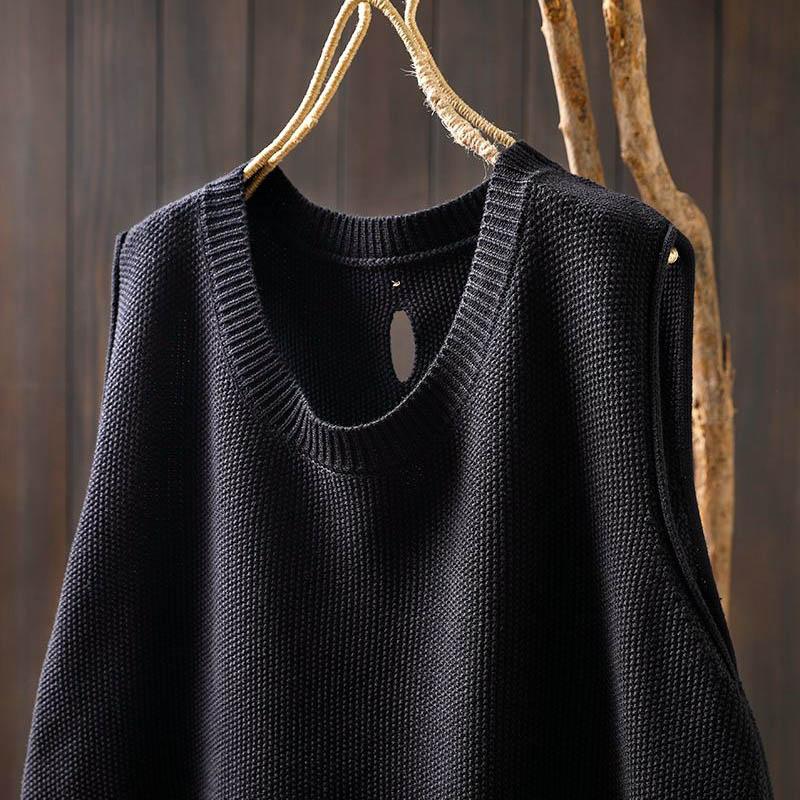 Gestrickte Weste Damen Locker Lässig Vielseitig Ärmellos Rückenknopf Weste