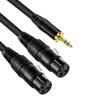 [XB-9211-1.5B] XLR Cannon Female X 2 To 3.5mm Stereo Mini Plug Unbalanced Line Cable, Noise-Resistant (1.5m)