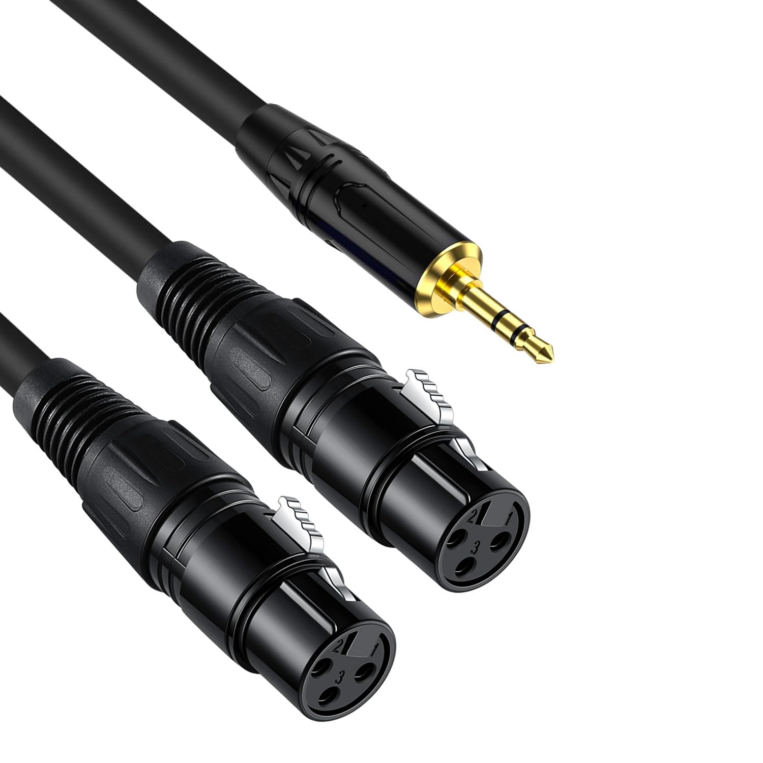 

[XB-9211-1.5B] XLR Cannon Female x 2 to 3.5mm Stereo Mini Plug Unbalanced Line Cable, Noise-Resistant (1.5m)