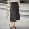 Women's Gray High-Waist Pleated A-line Skirt for Autumn/Winter - Mid-Length, Slimming, Petite Fit
