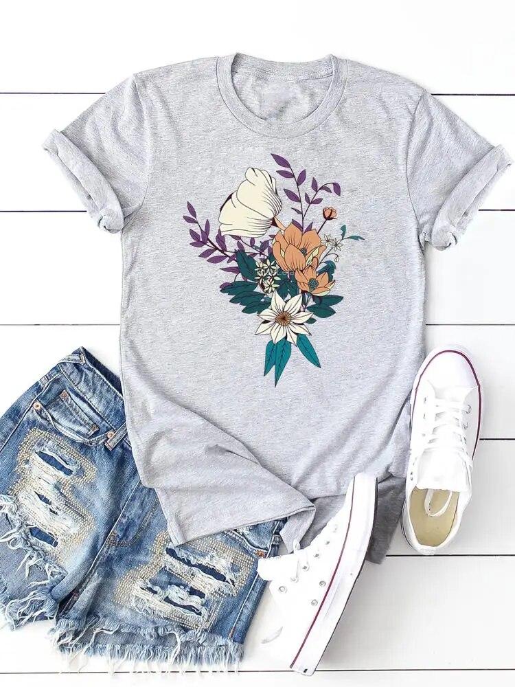 Print T-shirts Clothing Women 90s Sweet Lovely Cactus Trend T Clothes Short Sleeve Ladies Casual Fashion Female Graphic Tee