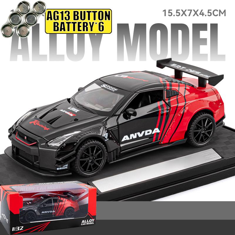 JDM 1:32 Nissan GTR R35 Skyline Ares Aleación Metal Fundición a Presión Modelo de Coche Decoración del Hogar y Adornos para Escritorio de Ordenador Regalo de Vacaciones