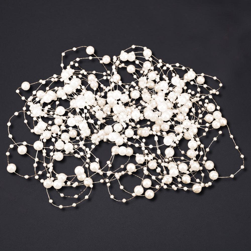 Garlands 10M Fishing Thread Pearls 3+8mm Plastic Pearl Beaded Chain Artificial Pearls Beads Bridal Bouquet