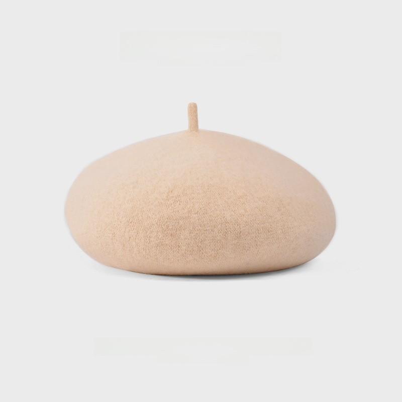 Plush Retro Fashionable Beret With Solid Color Design For Daily Cold Seasons