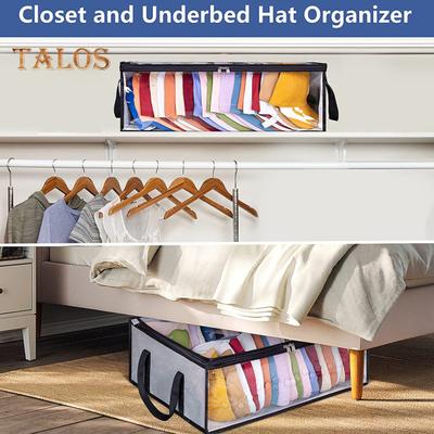 Bolsa de almacenamiento para sombreros, gran capacidad, fácil acceso, capacidad para 40 gorras de béisbol, plegable con asas resistentes, bolsa organizadora transparente para sombreros, uso doméstico