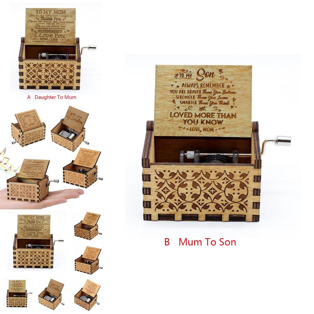 Vintage Holz Spieluhr Geschenk für Kinder Charmant You Are My Sunshine Graviertes Spielzeug