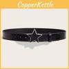 Style Punk Pu Leather Belt With Star Decor And Snap Fastener For Teens Adults