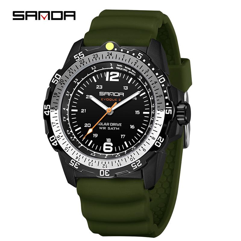 Sanda Quartz Solar-Powered Luminous Watch with Rotating Bezel and Long Battery Life - New Student Model