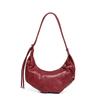Fashion leather high-end messenger dumpling bag head layer vegetable tanned cowhide large capacity shoulder pleated croissant