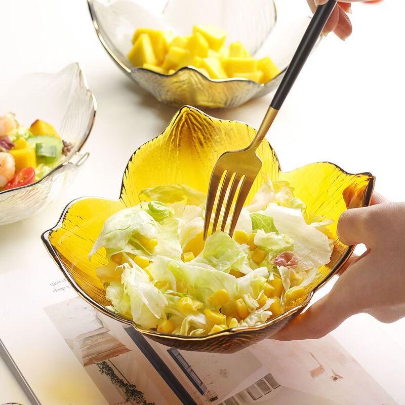Nordic Golden Rim Petal Glass Salad & Fruit Bowl