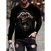 Camiseta informal de manga larga con cuello redondo y estampado para hombre, otoño e invierno