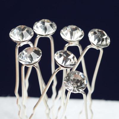 20 Solitaire Diamond Diamante Hair Pins Wedding Bridesmaid Prom