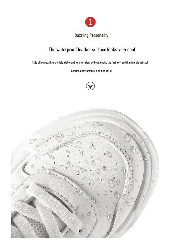 Little Yellow Duck Kids' White Leather Waterproof Sneakers - Unisex, Trendy, and Ideal for School and Performance.