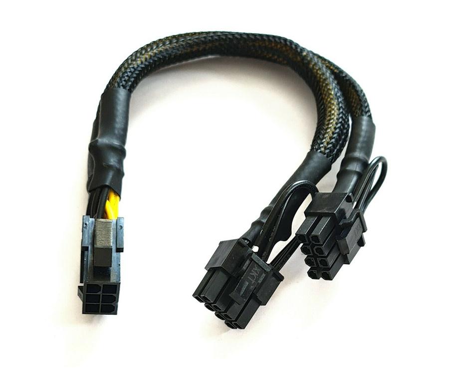 PCI Express Splitter Cable 6-pin to 2x PCI Express 6+2-pin 18 AWG Black Sleeved