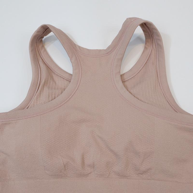 Women's High Elastic Knitted Ribbed Yoga Tank Top with Built-in Chest Pads, Waist Cinching, and Comfortable Summer Fit