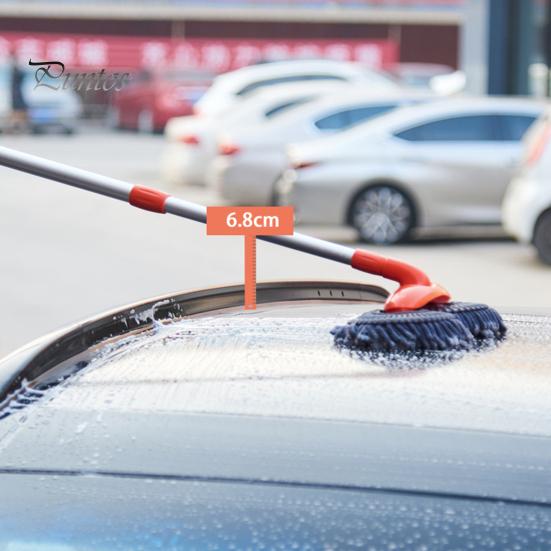 Autowaschmopp, rotierende Doppelkopf-Reinigungsbürste, Teleskop-Autowaschwerkzeug mit langem Griff, Mikrofasermopp für Windschutzscheibenglas
