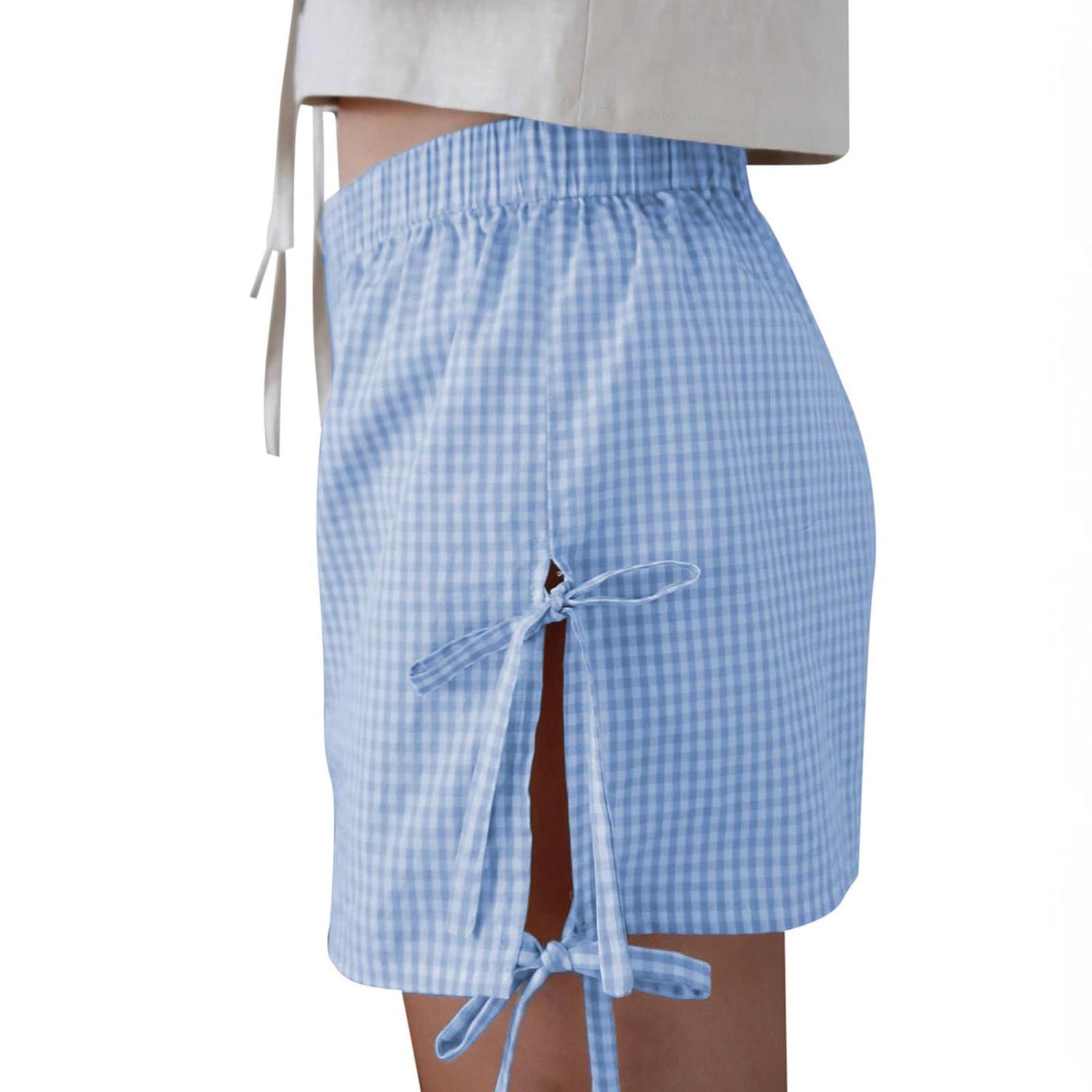 

Women s Shorts Fashion Retro Plaid Straps, Casual Straight Tube Loose Shorts XL