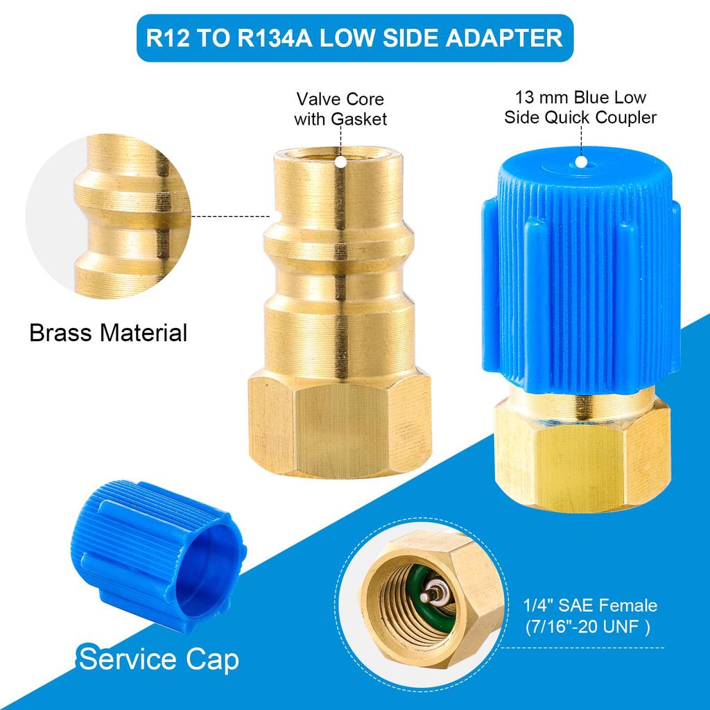 Tigbear A/C Aftermarket Valve Kit Retrofit Valve Kit R12 to R134A Conversion Adapter with